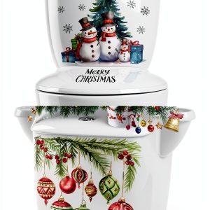 3 Sheets Christmas Toilet Stickers Toilet Lid Decals Xmas Tree Snowman Snowflake Colorful Bell Pattern Bathroom Wall Toilet Cover Self-Adhesive Decals Merry Christmas Home Decoration-0