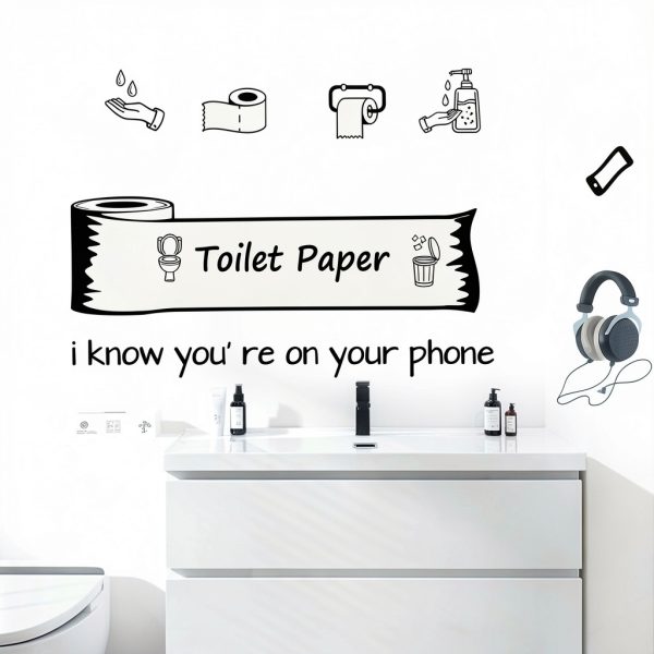 Bathroom Wall Decals Flenlow Vinyl Quote Sticker 11.8x35.5in-1