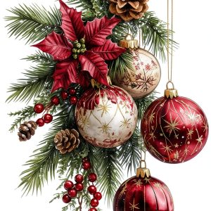 A Washroom Room WC Toilet Seat Stick Color Christmas Tree Branch and Balls Xmas Pattern PVC Wall Door Window Fridge Stickers Decor Decals Art Mural-0