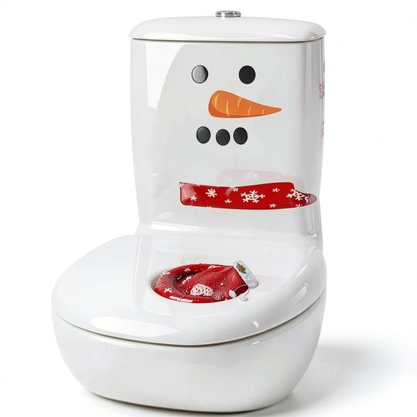 Christmas Toilet Stickers Hayooha PVC Waterproof Decal for Lid Snowman-5