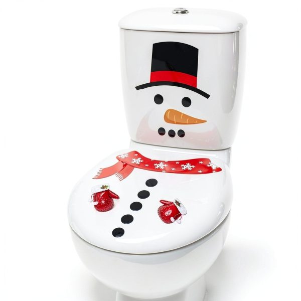 Christmas Toilet Stickers Hayooha PVC Waterproof Decal for Lid Snowman-1
