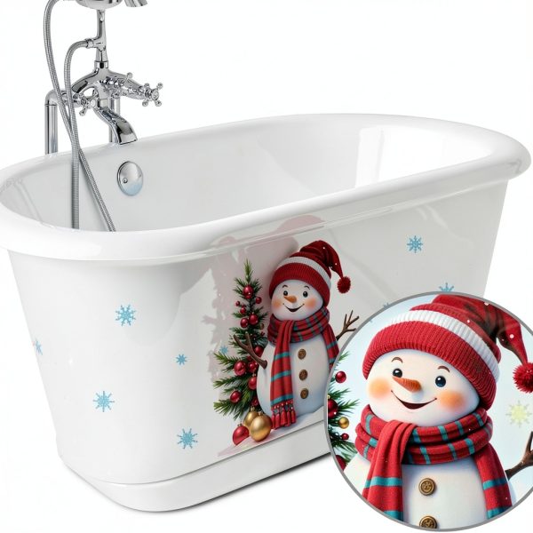 Christmas Snowman Toilet Sticker Toilet Cover Self-Adhesive Cute Snowman Sticker Waterproof Toilet Lid Water Tanks Seat Decals Wall Sticker for Xmas Winter Party Home Bathroom Decoration (1PC)-2