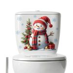 Christmas Snowman Toilet Sticker Toilet Cover Self-Adhesive Cute Snowman Sticker Waterproof Toilet Lid Water Tanks Seat Decals Wall Sticker for Xmas Winter Party Home Bathroom Decoration (1PC)-0