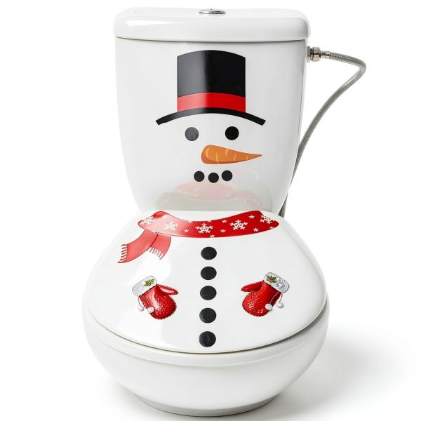 Christmas Toilet Stickers Hayooha PVC Waterproof Decal for Lid Snowman-4