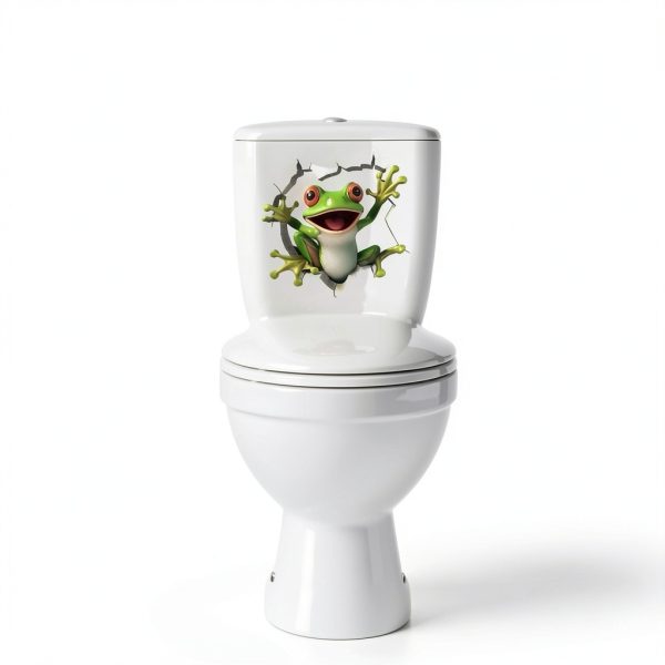 1 PCS Cute Frog Sticker, Bathroom Toilet Stickers for Wall Decals Toilet Seat Lid Stickers Self-Adhesive for Bathroom Wall Car Window Sticker DIY Removable Waterproof Decor Decals/11.8x11.4(Inch)-2