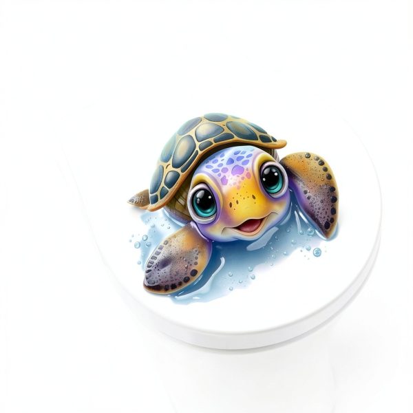 Funny Cartoon Turtle Toilet Cover Sticker Decals,Colorful Turtle Drop Letter Waterproof Toilet Lid Tank Seat Decals Cistern Self-Adhesive Bathroom Wall Sticker-2