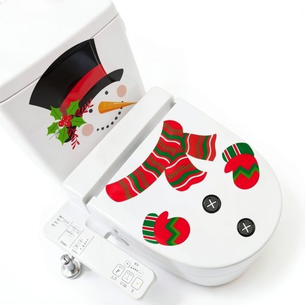 Christmas Toilet Sticker Snowman Decal mdgfge Lid Cover 13.8x11.9in-3