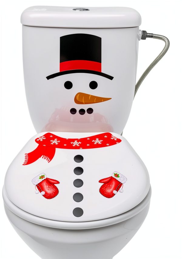 Christmas Toilet Stickers Hayooha PVC Waterproof Decal for Lid Snowman-0