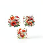Red 3D Poppy Flowers Toilet Seat Sticker by Zhuluck 3-Piece Set-0