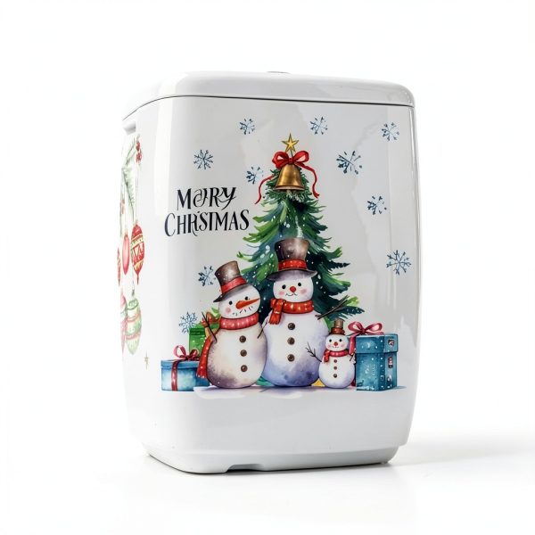 3 Sheets Christmas Toilet Stickers Toilet Lid Decals Xmas Tree Snowman Snowflake Colorful Bell Pattern Bathroom Wall Toilet Cover Self-Adhesive Decals Merry Christmas Home Decoration-4