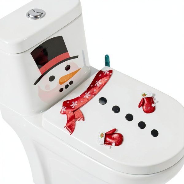 Christmas Toilet Stickers Hayooha PVC Waterproof Decal for Lid Snowman-2