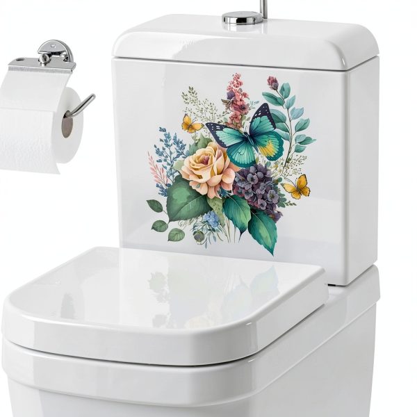 Toilet Stickers, Peony Butterflies Bathroom Toilet Seat Lid Cover Decals Waterproof Self-Adhesive Wall Sticker Toilet Lid Decals for Bathroom Accessories-8