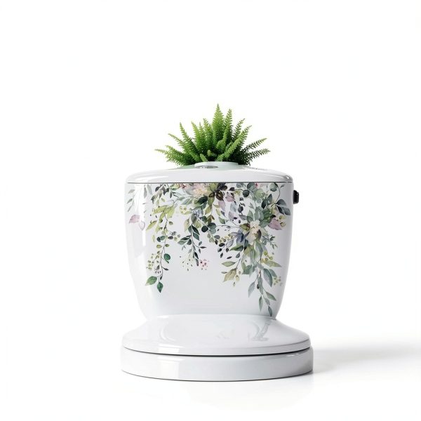 Green Plant Leaves Toilet Lid Stickers BWESOO Waterproof-5