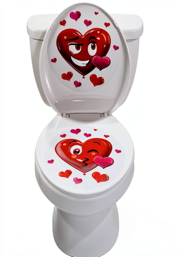 Iconikal 2-Piece Toilet Seat Cling Decoration Set, Valentine's-0