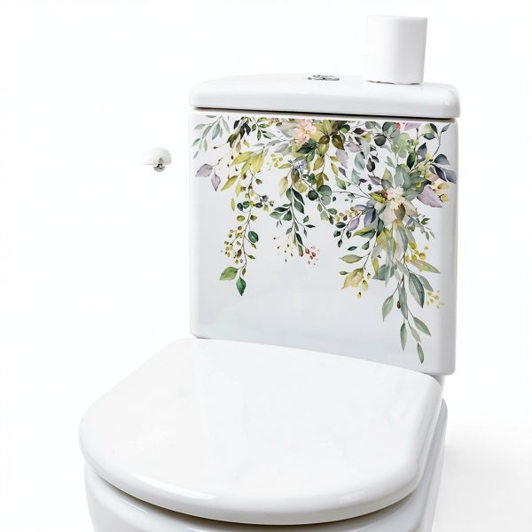 Green Plant Leaves Toilet Lid Stickers BWESOO Waterproof-7