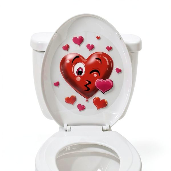 Iconikal 2-Piece Toilet Seat Cling Decoration Set, Valentine's-3