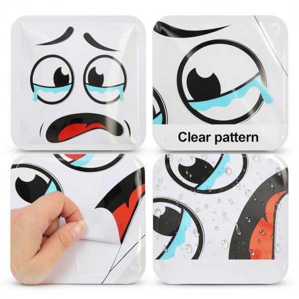 Funny Trash Garbage Can Stickers 4Pcs 6.8x8.3in Cute Lid Decals-1