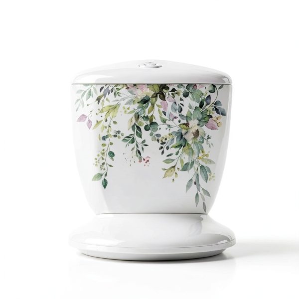 Green Plant Leaves Toilet Lid Stickers BWESOO Waterproof-3