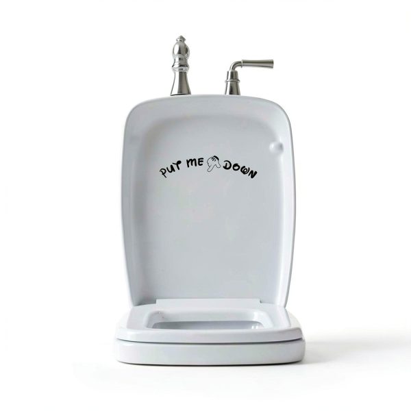Pack of 2 Put Me Down Cute Mickey Hands Toilet Seat/Lid Sticker - Bathroom Décor - Bathroom Accessories (Black)-3