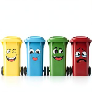 Funny Trash Garbage Can Stickers 4Pcs 6.8x8.3in Cute Lid Decals-0