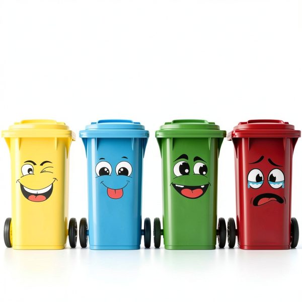 Funny Trash Garbage Can Stickers 4Pcs 6.8x8.3in Cute Lid Decals-0