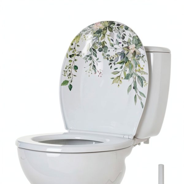 Green Plant Leaves Toilet Lid Stickers BWESOO Waterproof-6