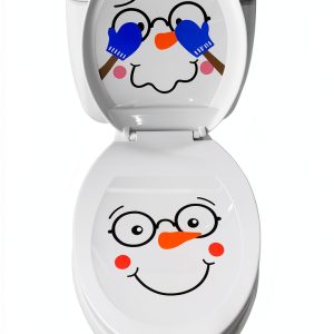 Toilet Seat Cling Set Iconikal Snowman Christmas Decoration 2-Piece-0