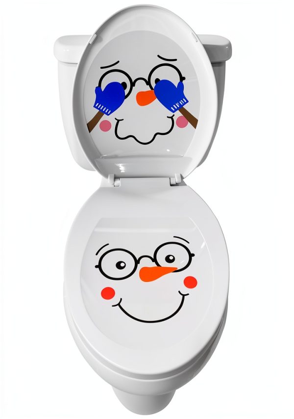 Toilet Seat Cling Set Iconikal Snowman Christmas Decoration 2-Piece-0