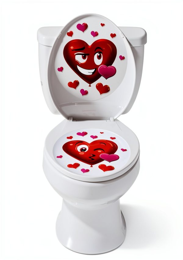 Iconikal 2-Piece Toilet Seat Cling Decoration Set, Valentine's-2