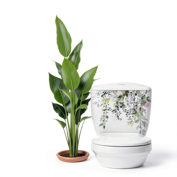 Green Plant Leaves Toilet Lid Stickers BWESOO Waterproof-2